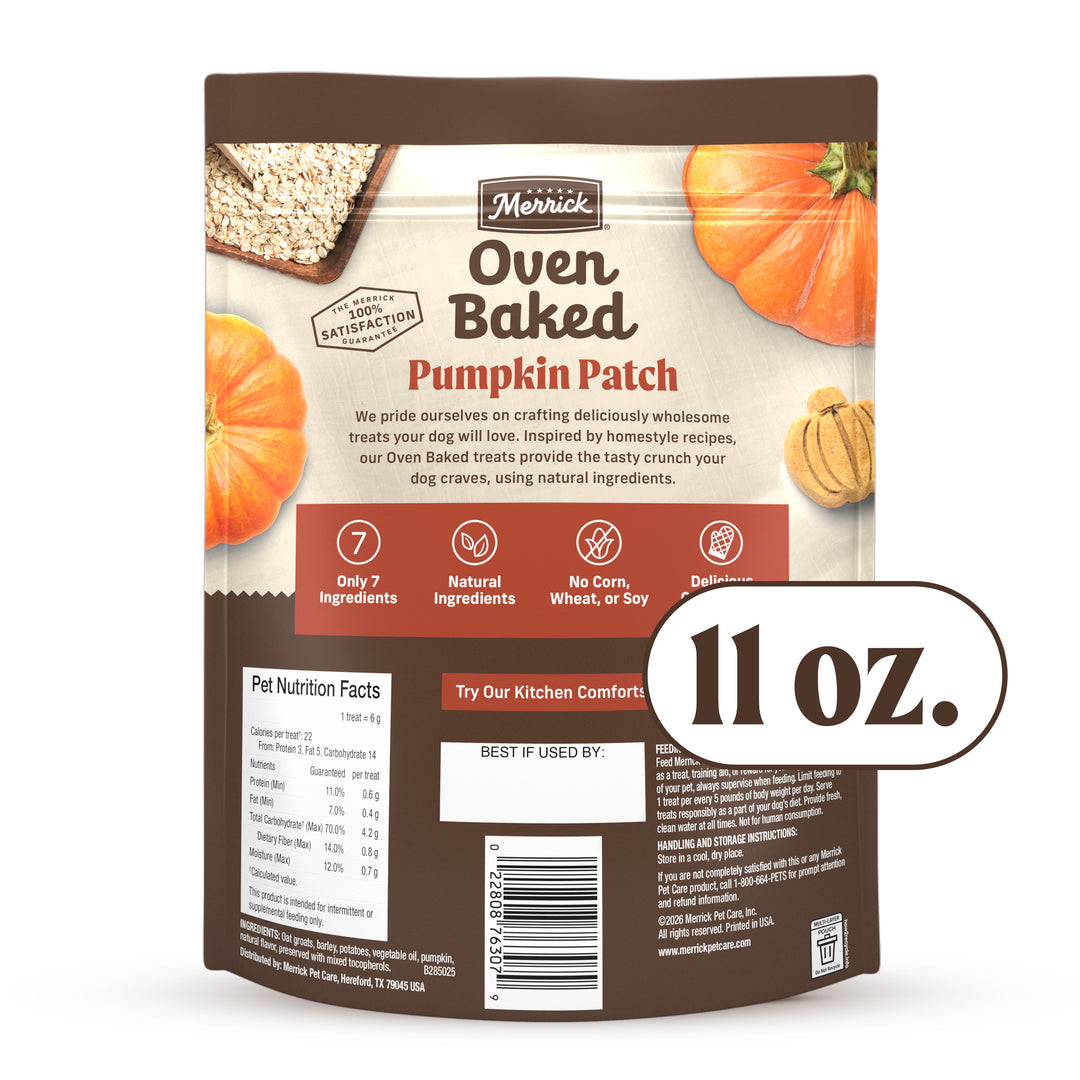 Merrick Oven Baked Pumpkin Patch Dog Treat 11 oz back