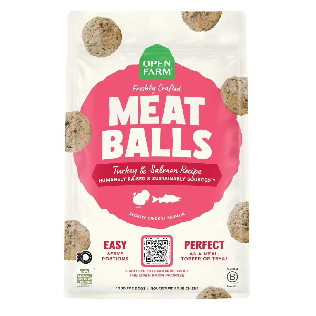 Open Farm Frozen Crafted Meatballs Turkey Salmon 14 oz