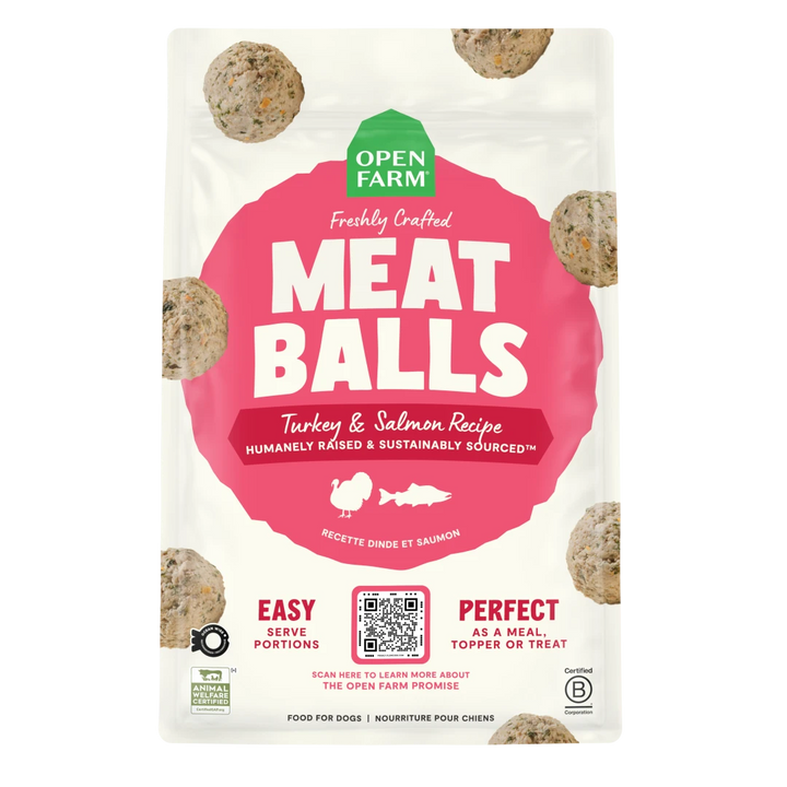 Open Farm Frozen Crafted Meatballs Turkey Salmon 14 oz