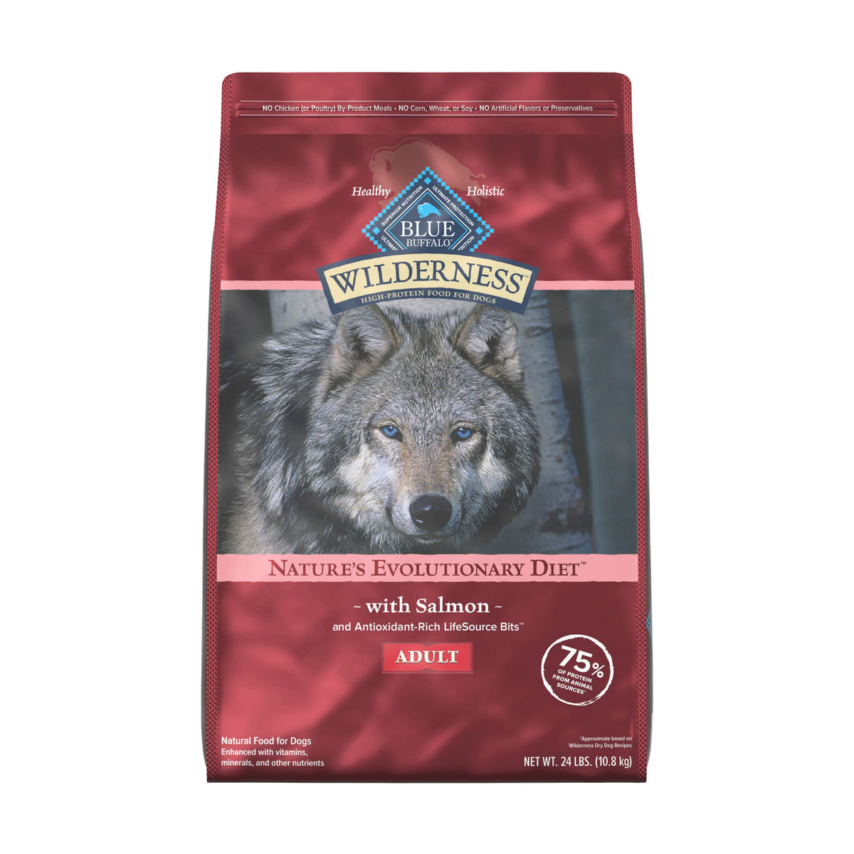 Blue Buffalo Wild High Protein Nat Adult Dry Whole Grain Sal 24 lb bag