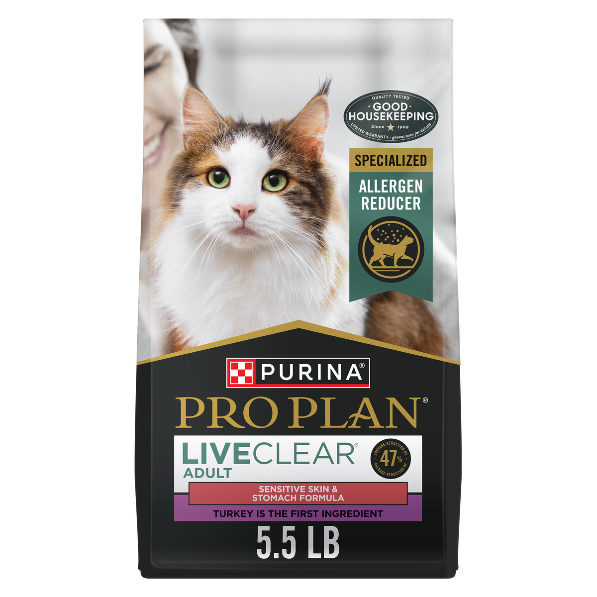 Pro Plan Live Clear Allergen Reducing Sens. Skin Stomach Turkey Cat 5.5 lb