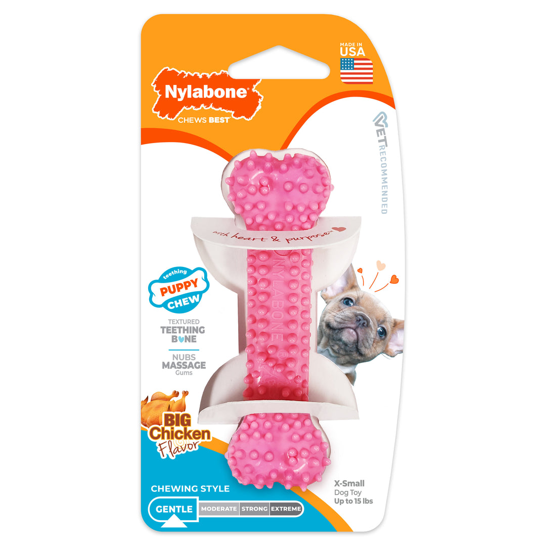 Nylabone Puppy Chew Textured Teething Bone Dog Chew Toy Chicken X-Small (1 Count)