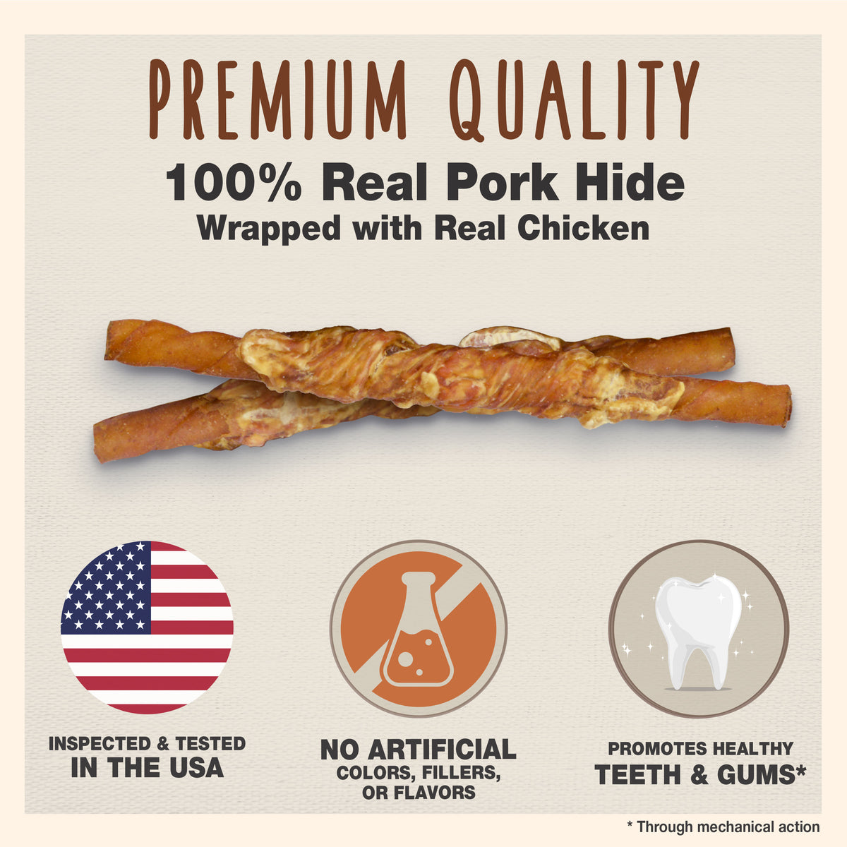 Cadet Gourmet Pork Hide & Chicken Twist Sticks 5 Inch (22 Count)
