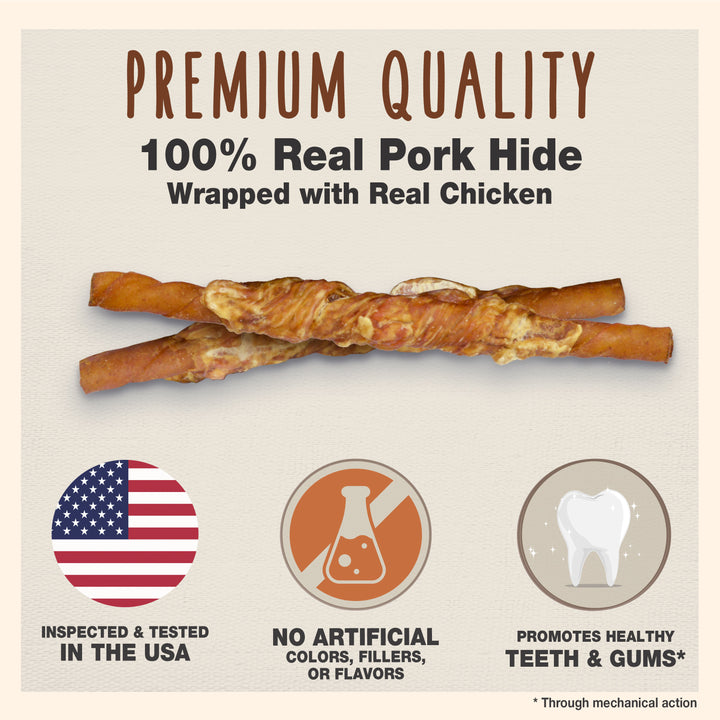 Cadet Gourmet Pork Hide &amp; Chicken Twist Sticks 5 Inch (22 Count)