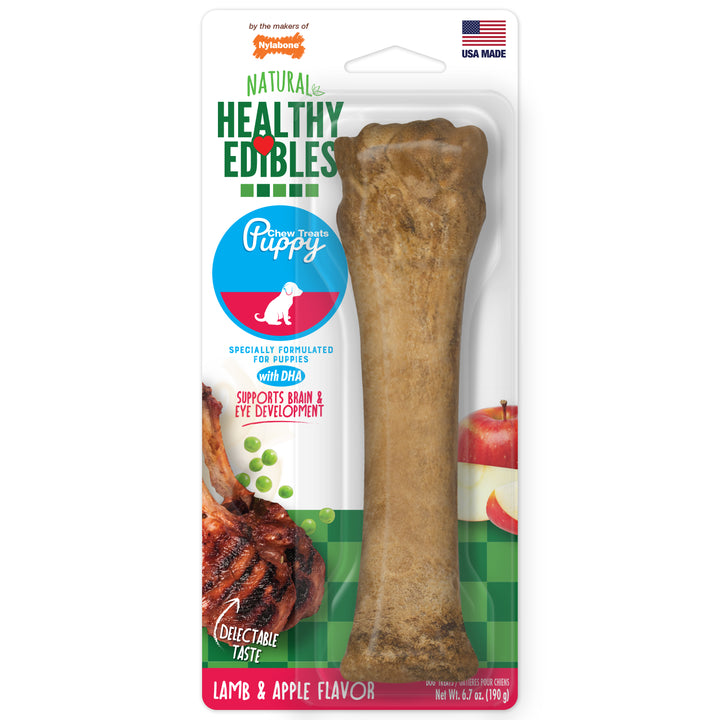 Nylabone Healthy Edibles All-Natural Long Lasting Puppy Chew Treats Lamb &amp; Apple X-Large (1 Count)