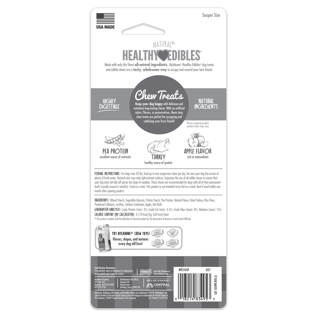 Nylabone Healthy Edibles All-Natural Long Lasting Chew Treats Turkey &amp; Apple X-Large (1 Count)