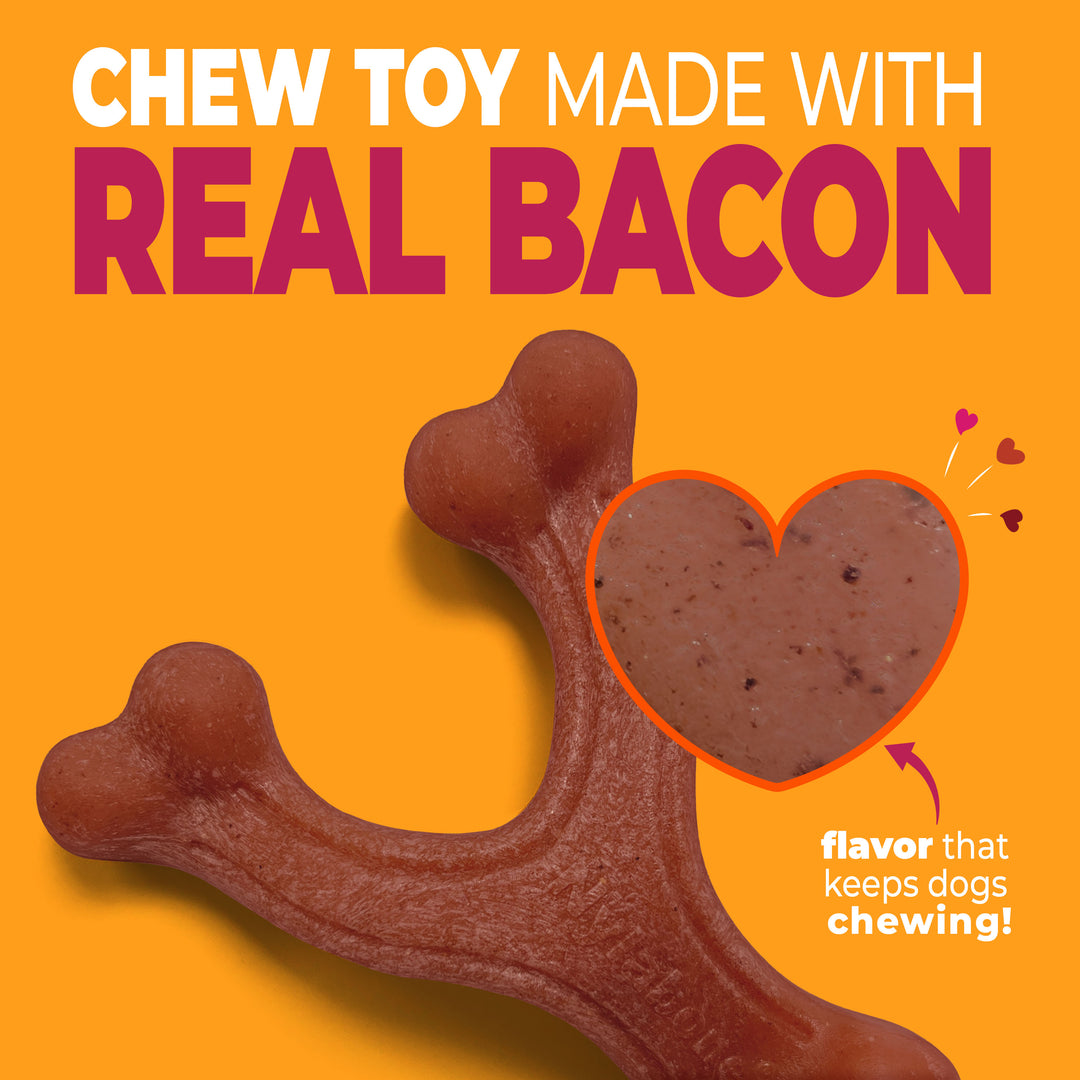 Nylabone Strong Chew Wishbone Dog Chew Toy Made with Real Bacon Small (1 Count)