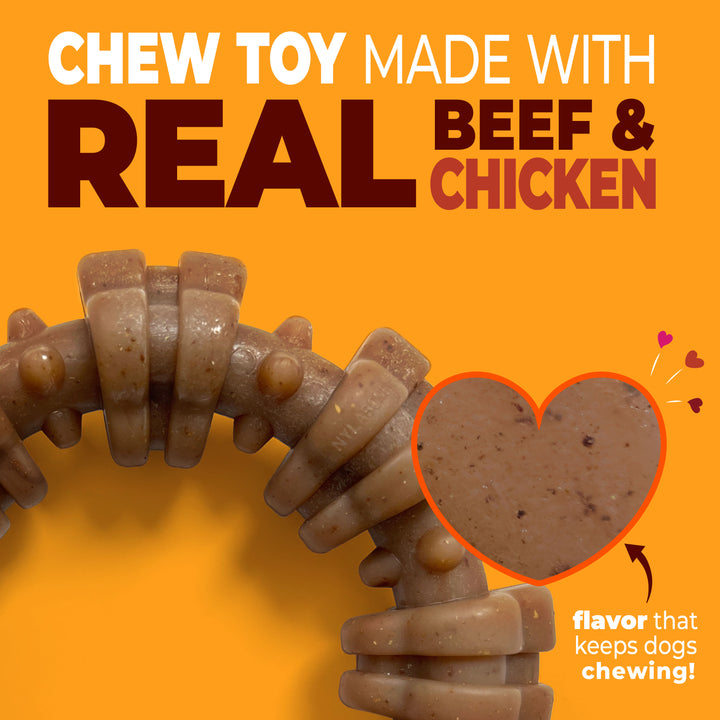 Nylabone Strong Chew Textured Ring Dog Chew Toy Made with Real Beef &amp; Chicken X-Large (1 Count)