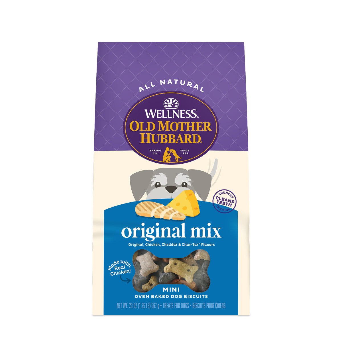 Wellness Old Mother Hubbard Original Mix Dog Biscuits, Natural, Training Treats, Four Flavors, Mini Size, (20 Ounce Bag)