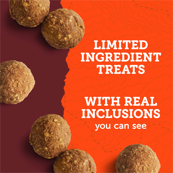 Zukes Adventure Bites Peanut Butter and Oat Dog Treats 6 oz unpacked