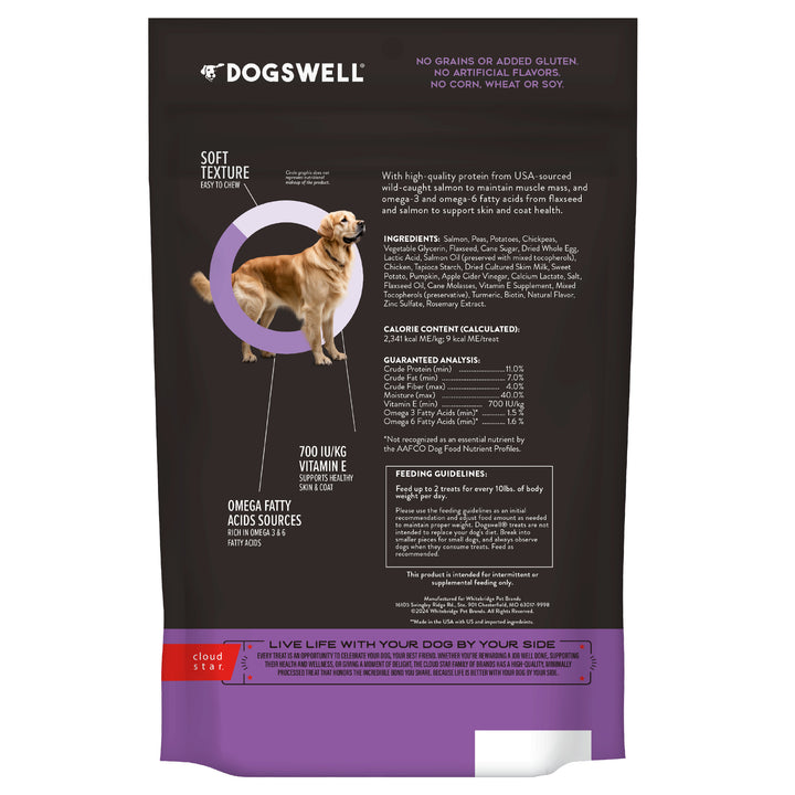 Dogswell Salmon Flavor Skin Coat Soft Chewy Dog Treats 14 oz.