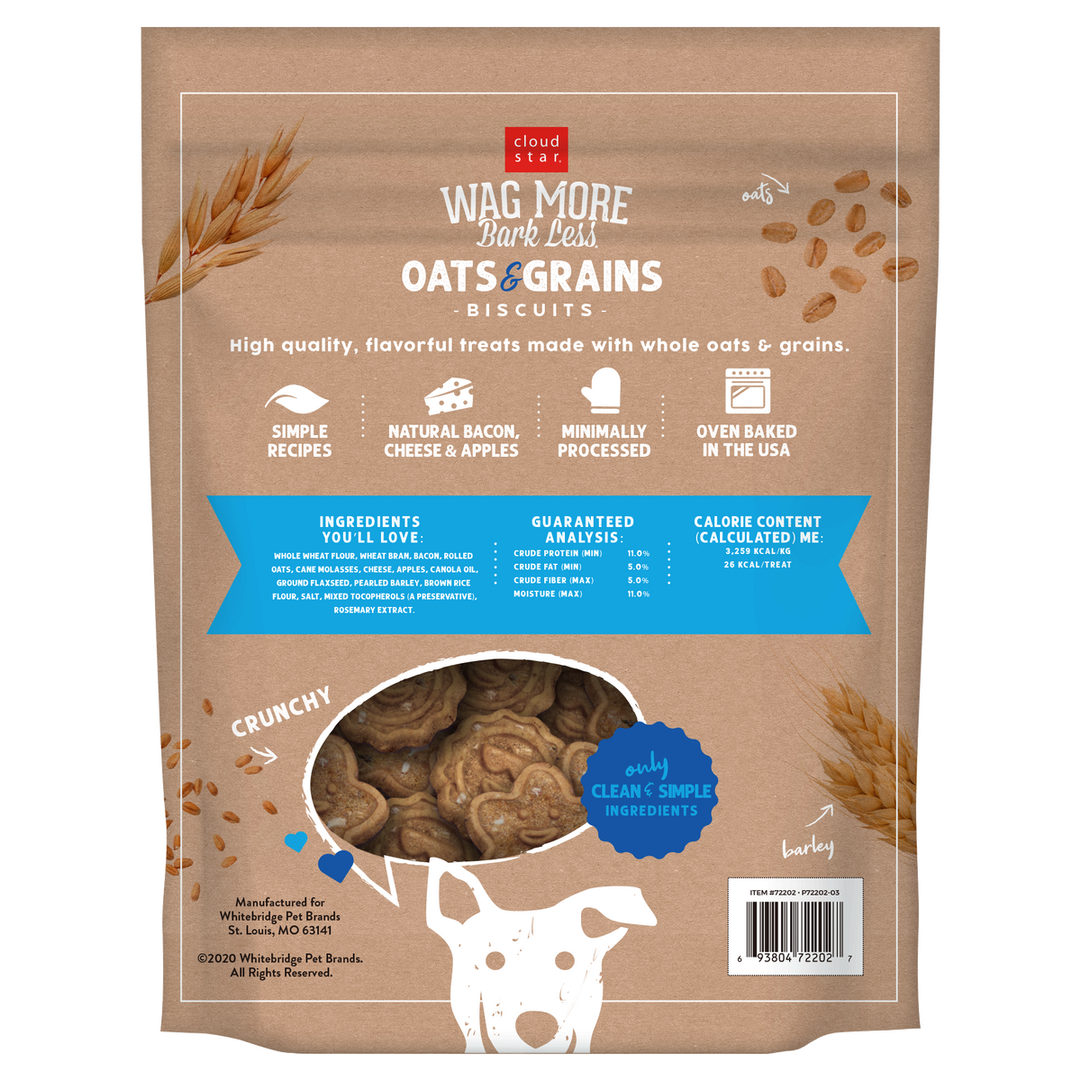 Cloud Star Wag More Bacon Chz n Apple Treats 3lb - back
