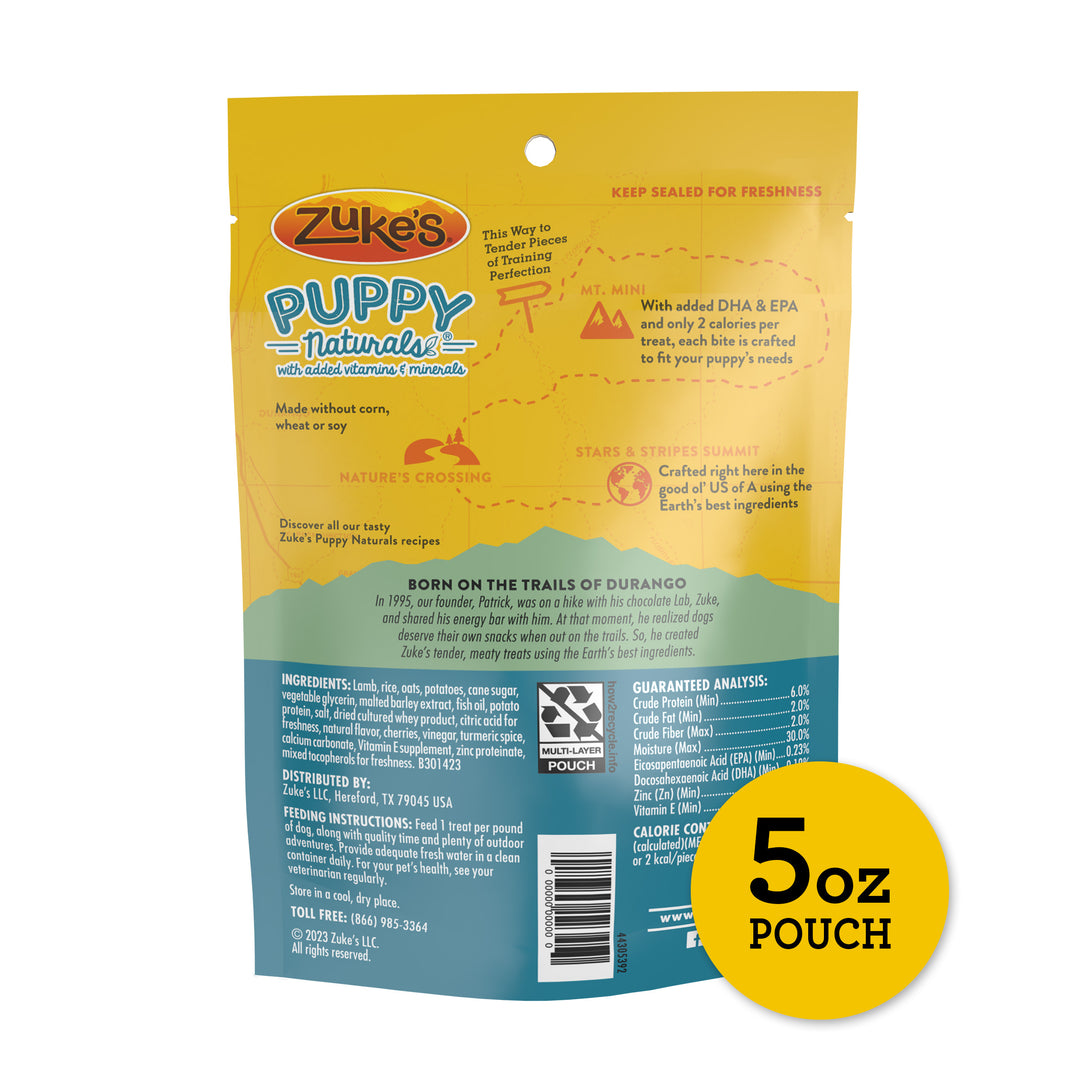 Zukes Puppy Naturals Lamb N Chickpeas Treats 5oz back
