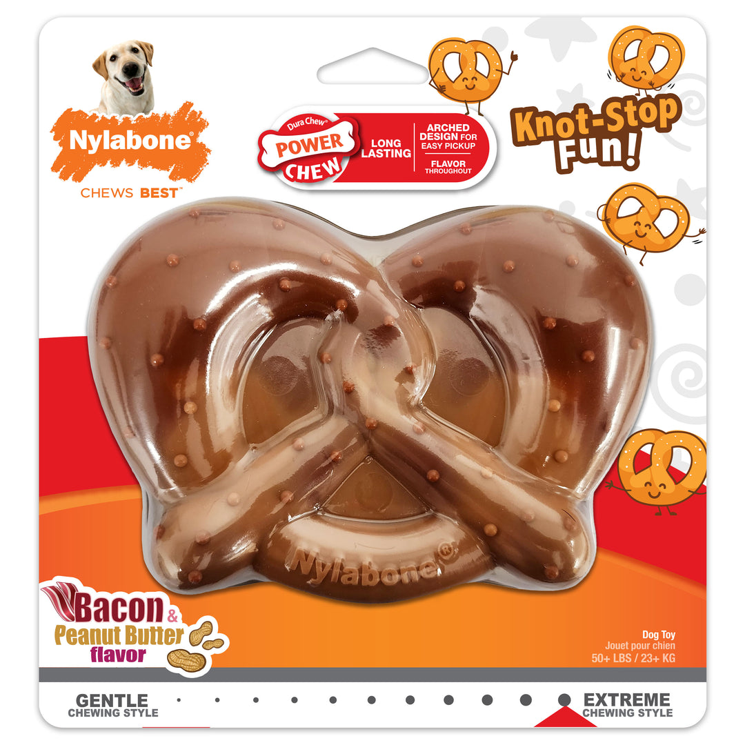 Nylabone Power Chew Pretzel Dog Chew Toy Bacon &amp; Peanut Butter X-Large (1 Count)