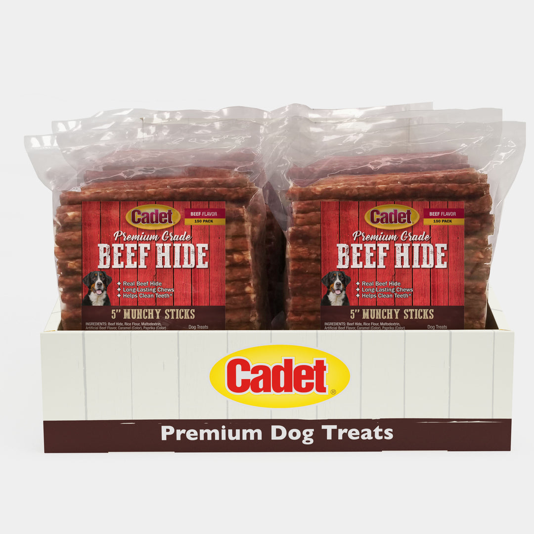 Cadet Munchy Beef Hide Sticks for Dogs 5 Inch (150 Count)
