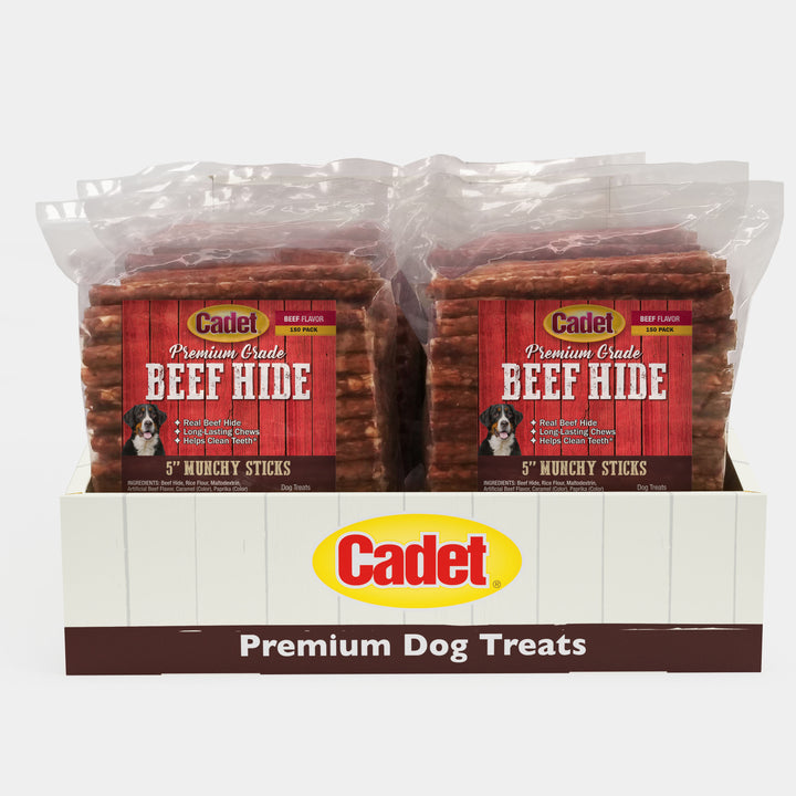 Cadet Munchy Beef Hide Sticks for Dogs 5 Inch (150 Count)