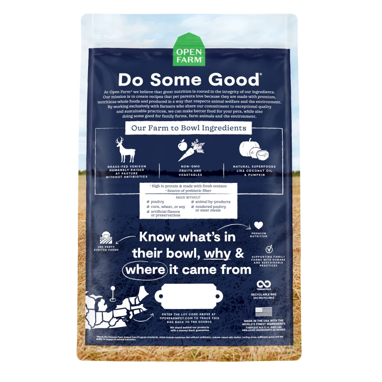Open Farm Dog Dry GF New Zealand Venison 22LB