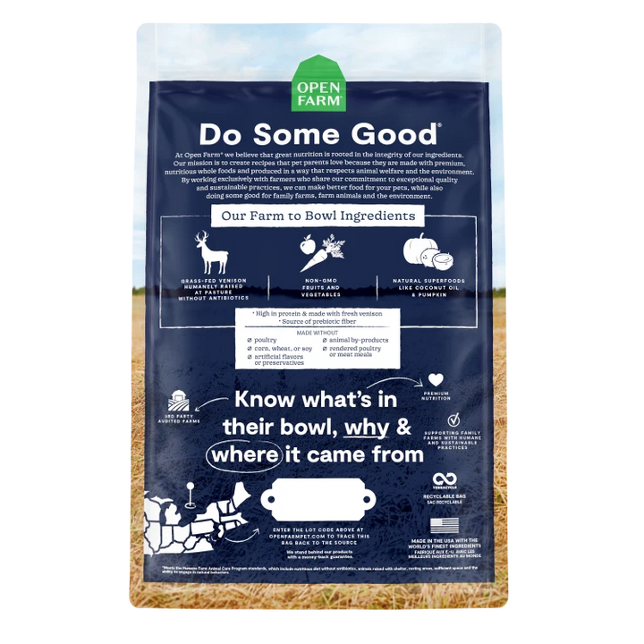 Open Farm Dog Dry GF New Zealand Venison 22LB