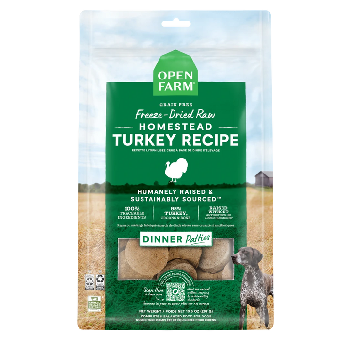 Open Farm Homestead Turkey FD Raw Patties Dog 17.5oz