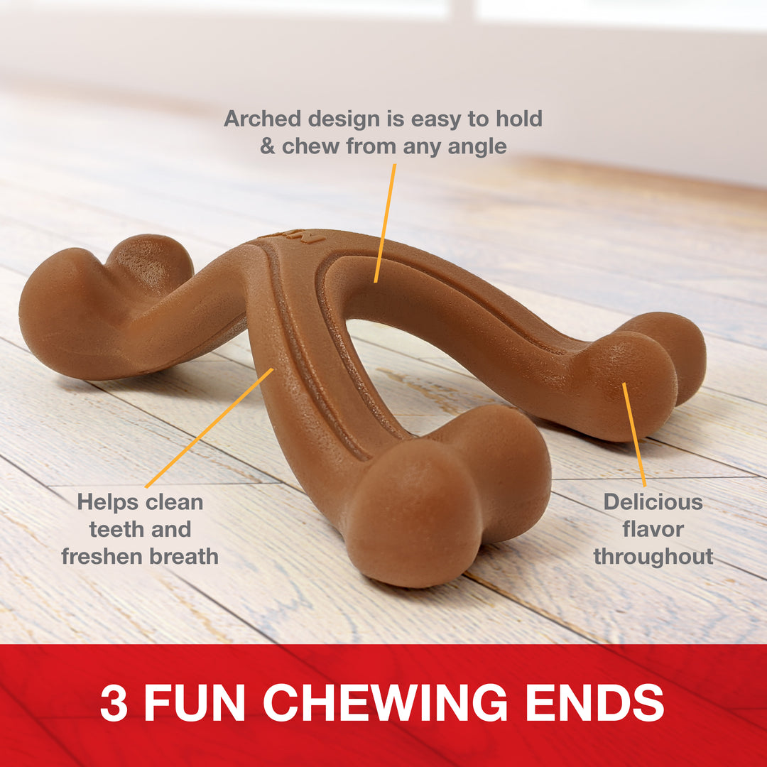 Nylabone Power Chew Ergonomic Hold &amp; Chew Wishbone Dog Chew Toy Bison Large (1 Count)