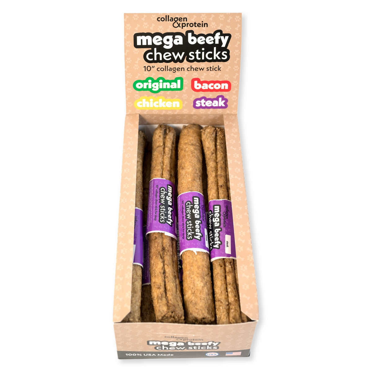 Frankly Mega Beef Chew 10in Stick Steak display box