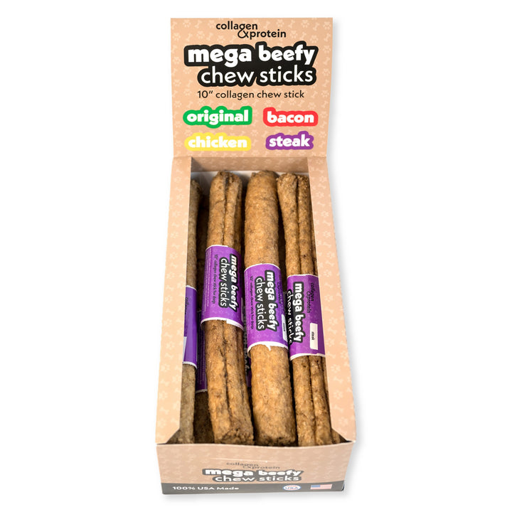 Frankly Mega Beef Chew 10in Stick Steak display box