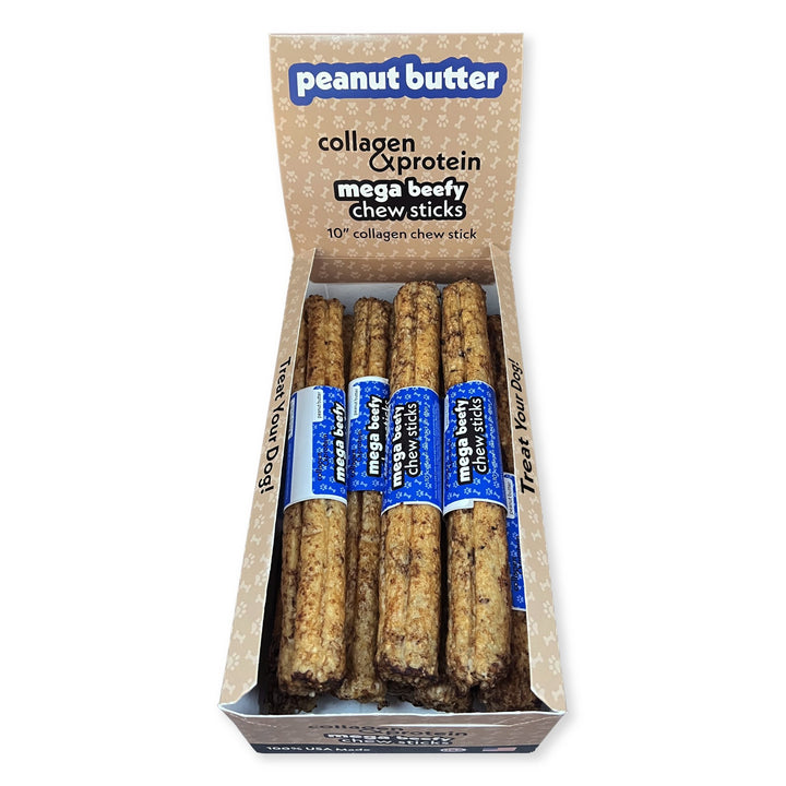 Frankly Mega Beefy Chew 10in Stick Peanut Butter 1ct display box