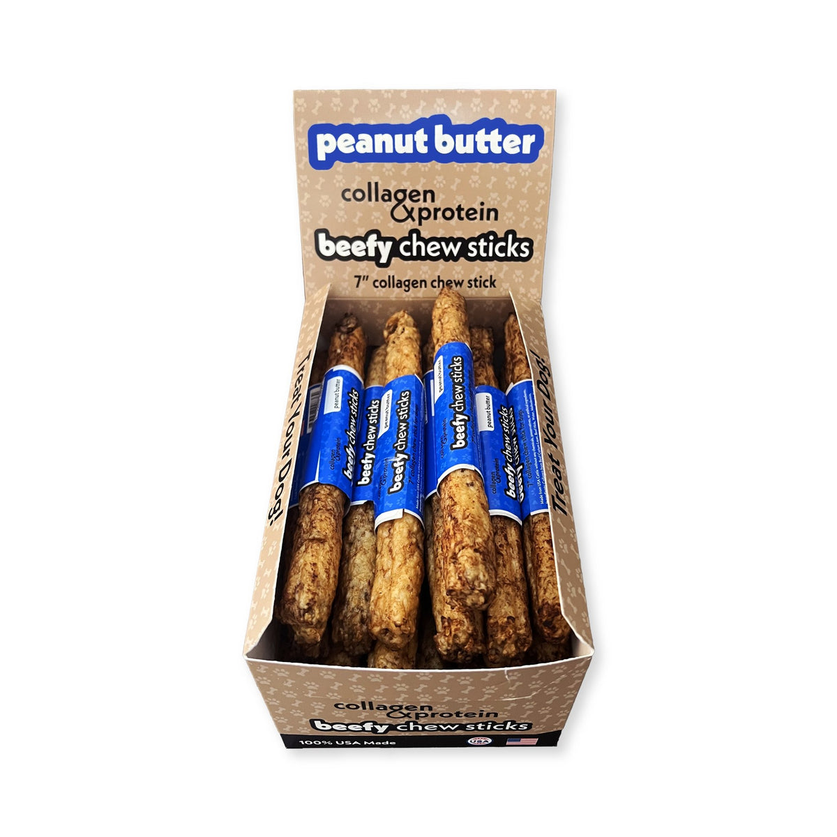 Frankly Beefy Chew Stick 7in Peanut Butter 1ct display box