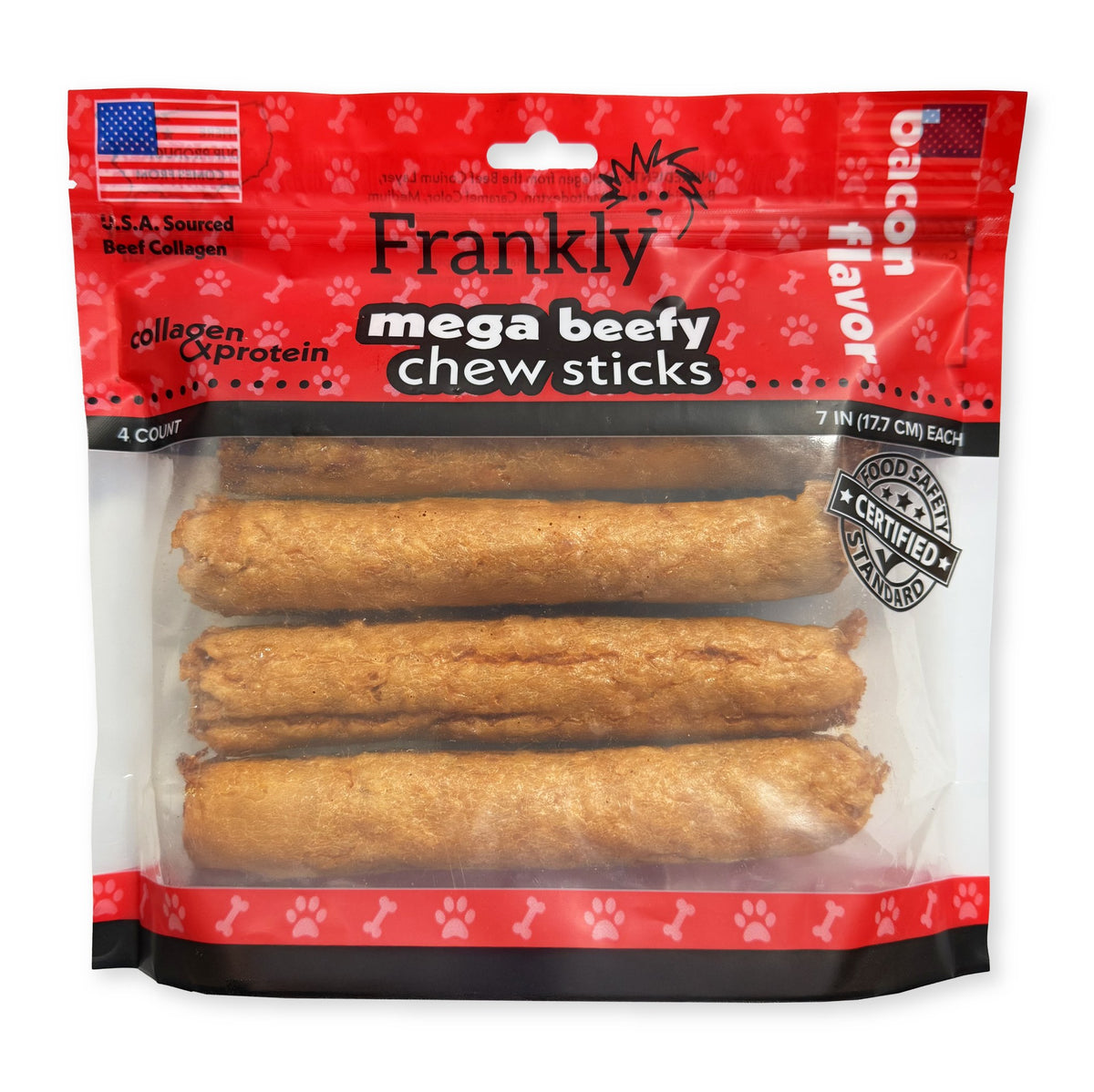 Frankly Mega Beefy Chew 7in Bacon 4ct
