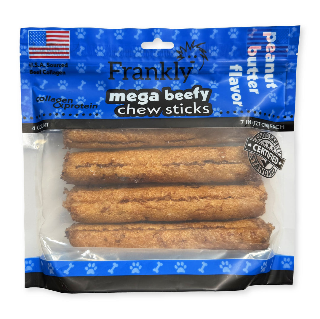 Frankly Mega Beefy Chew 7in Peanut Butter 4ct