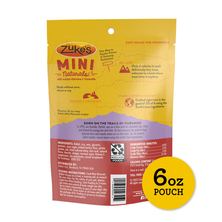 Zukes Mini Naturals Rabbit Dog Treat 6 oz back