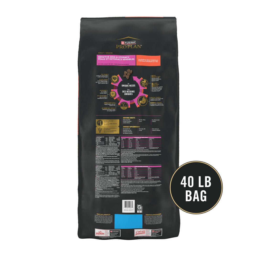 Purina Pro Plan Sensitive Skin Salmon 40lb back
