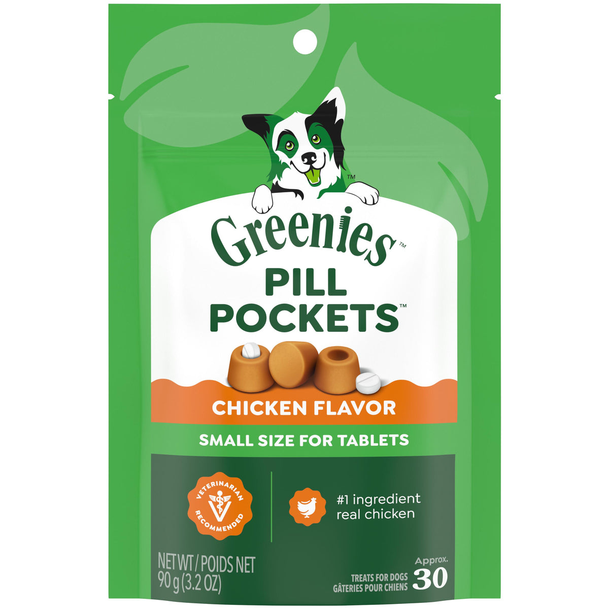 Greenies Canine Pill Pockets Chicken Tablets 3.2oz 30pk