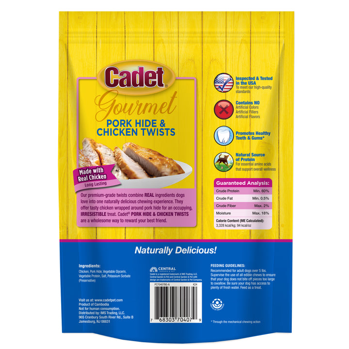 Cadet Gourmet Pork Hide &amp; Chicken Twist Sticks 5 Inch (22 Count)