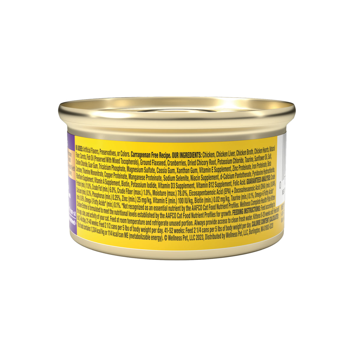 Wellness Complete Health Pate Kitten Wet Cat Food, Natural, Protein-Rich, Grain Free, 3 Ounce, 24 Pack, (Chicken)