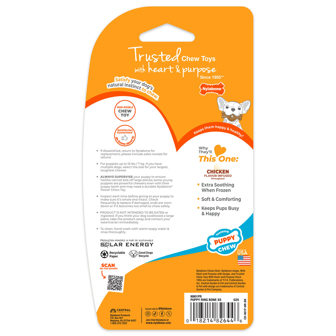 Nylabone Puppy Chew Teething Ring Bone Chew Toy Chicken X-Small (1 Count)