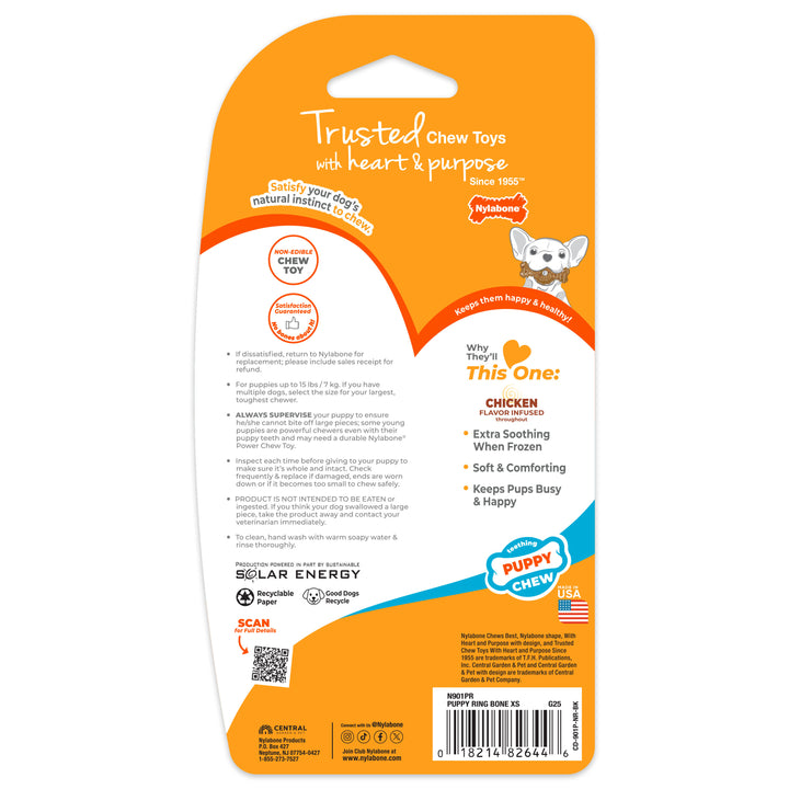 Nylabone Puppy Chew Teething Ring Bone Chew Toy Chicken X-Small (1 Count)