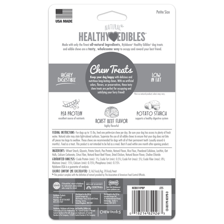 Nylabone Healthy Edibles All-Natural Long Lasting Chew Treats Roast Beef X-Small (8 Count)
