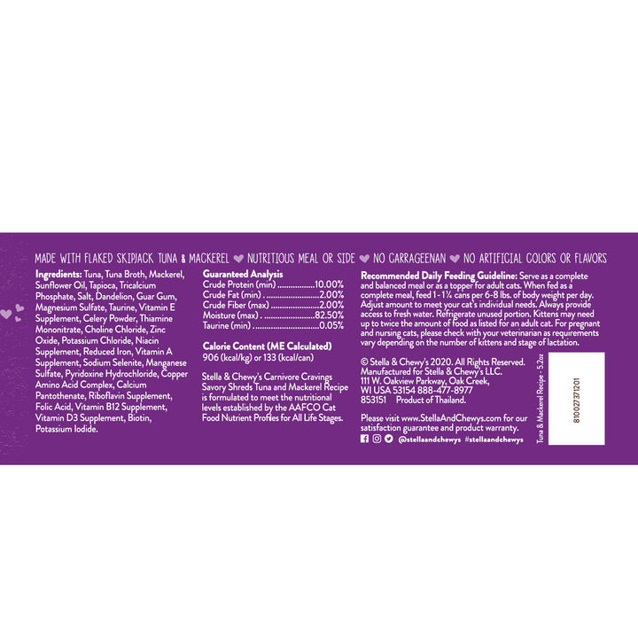 Carnivore Cravings Savory Shreds Tuna &amp; Mackerel - 5.2 oz