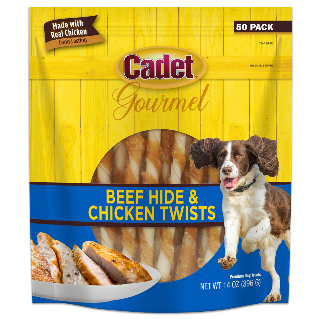 Cadet Gourmet Beef Hide &amp; Chicken Twists Sticks 14 Ounce (50 Count)
