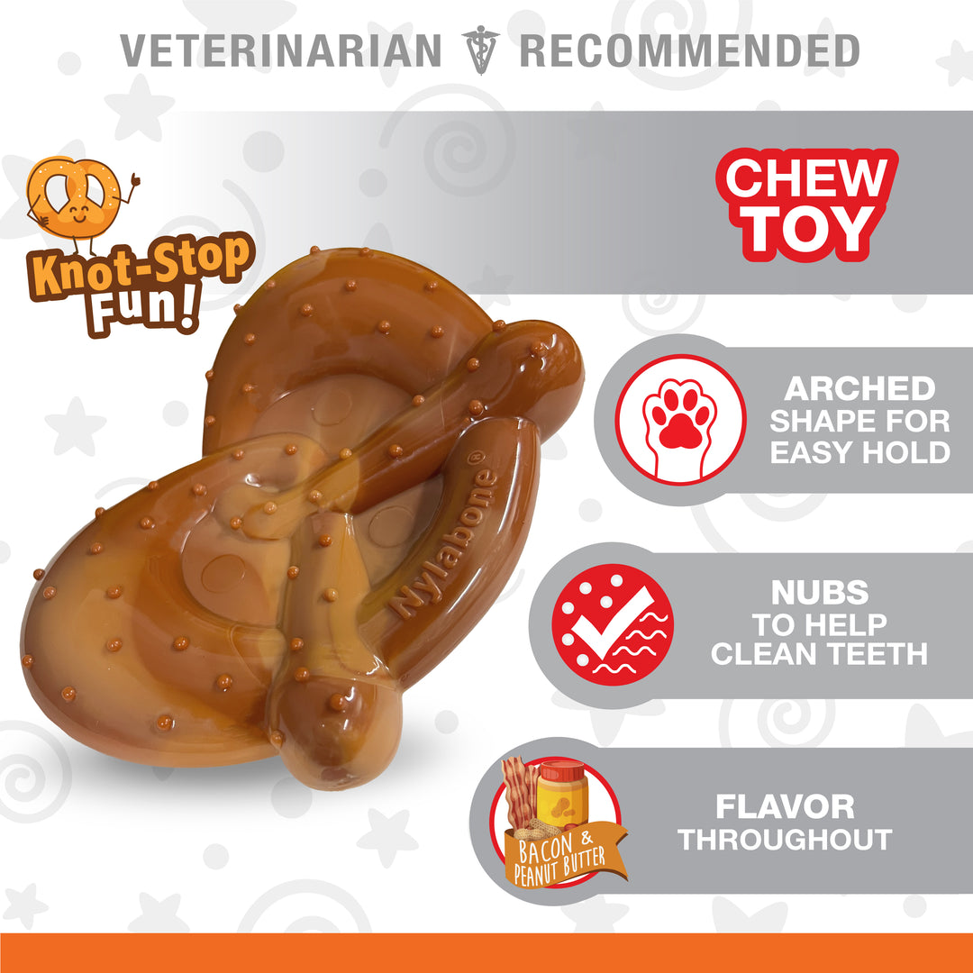 Nylabone Power Chew Pretzel Dog Chew Toy Bacon &amp; Peanut Butter X-Large (1 Count)