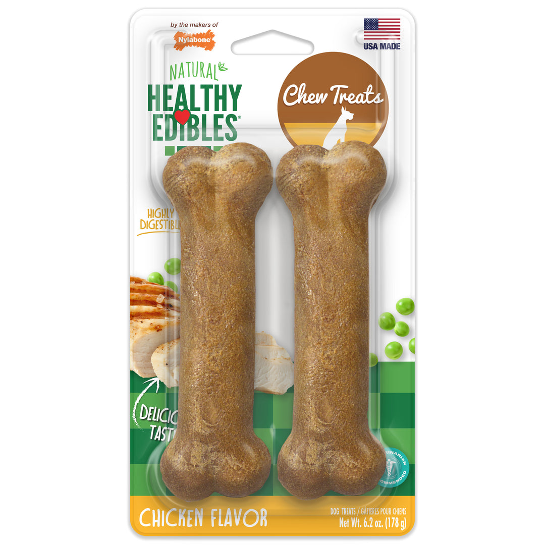 Nylabone Healthy Edibles All-Natural Long Lasting Chew Treats Chicken Medium (2 Count)