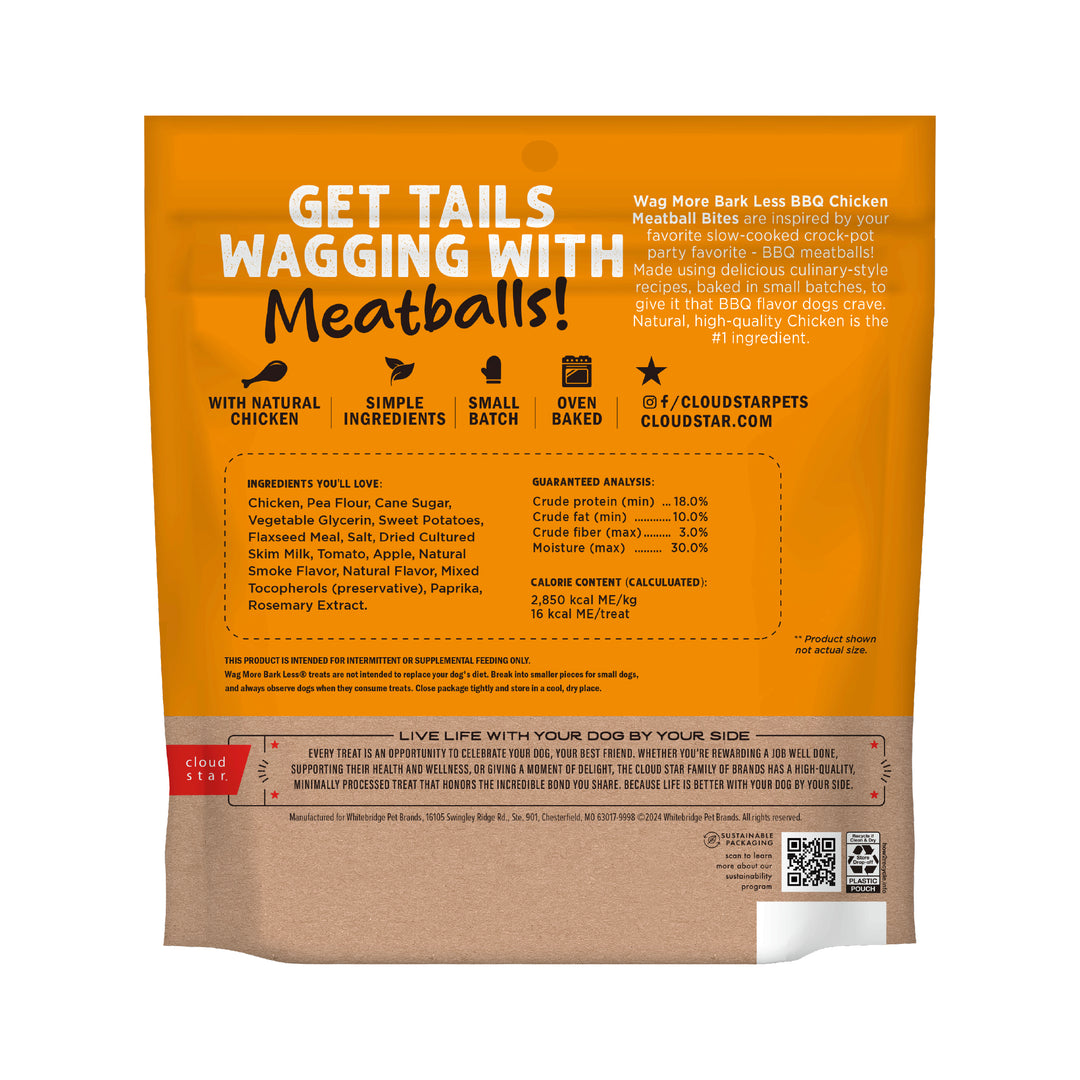 Wag More Bark Less Grain Free Chicken Meatball Dog Treats 14 oz - back
