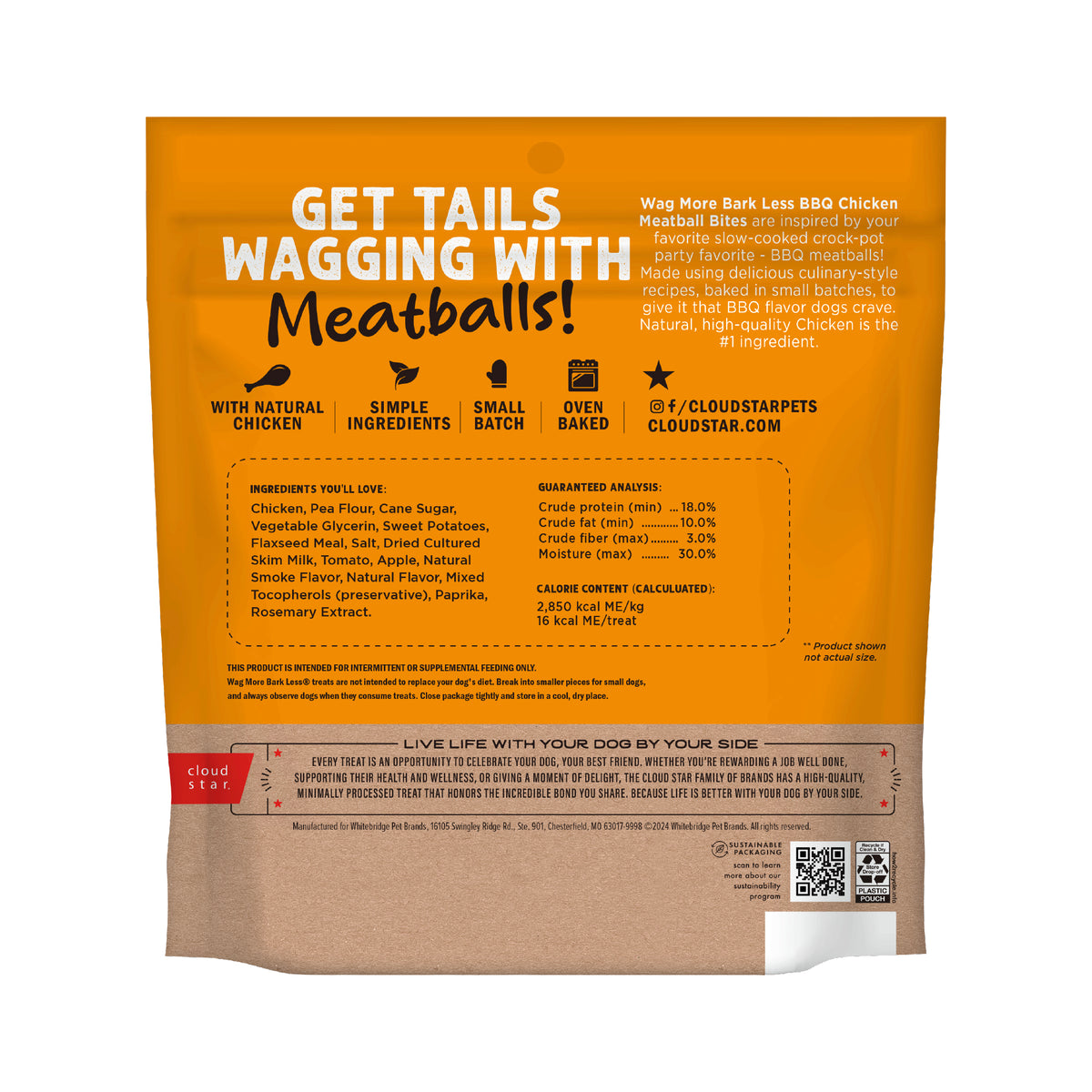 Wag More Bark Less Grain Free Chicken Meatball Dog Treats 14 oz - back