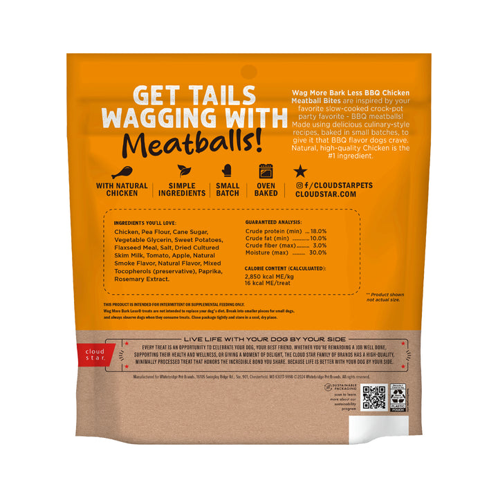 Wag More Bark Less Grain Free Chicken Meatball Dog Treats 14 oz - back
