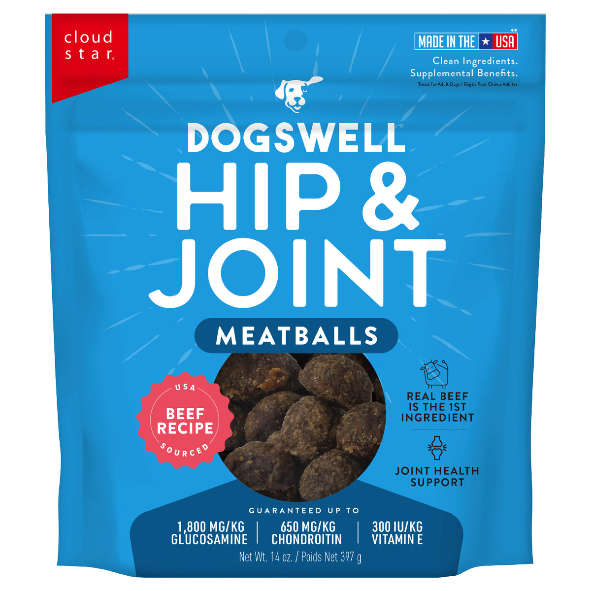 Dogswell Hip Joint Beef Recipe Meatballs 14 oz