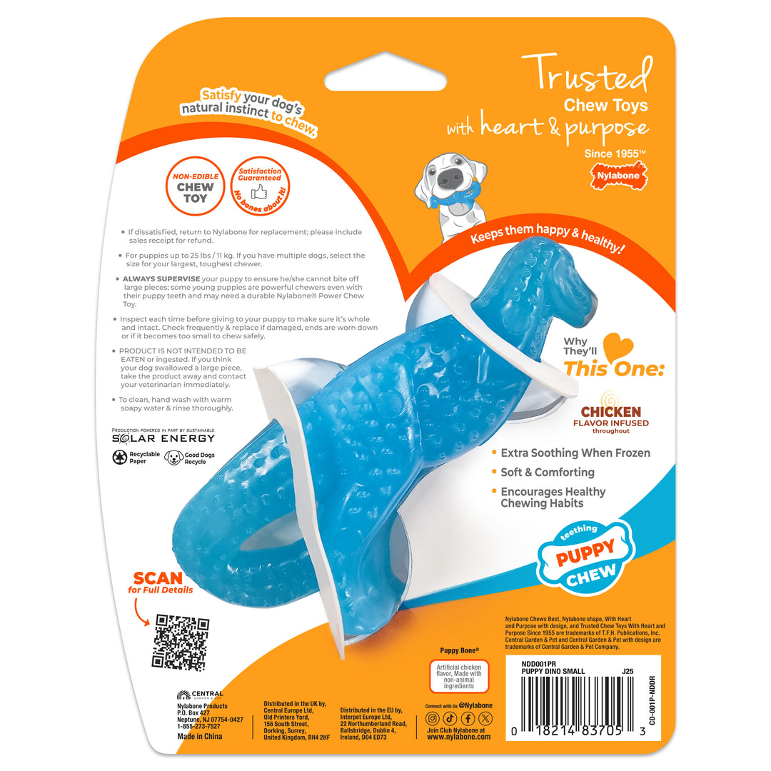 Nylabone Puppy Chew Dental Dinosaur Teething Dog Toy Chicken Small (1 Count)