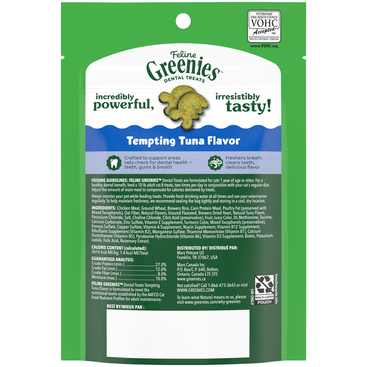 Greenies Feline Tuna Dental Treat 2.1 oz