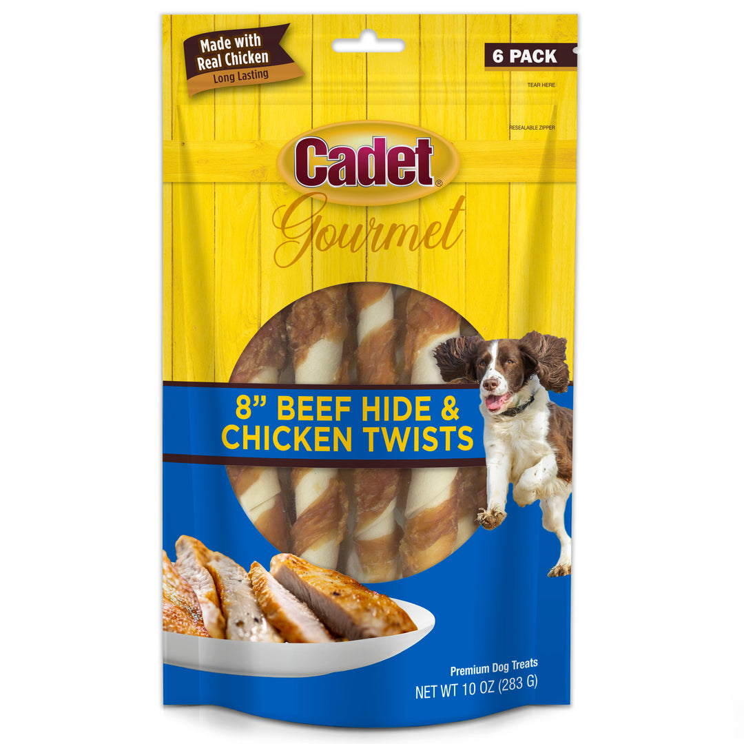 Cadet Gourmet Beef Hide &amp; Chicken Twists Sticks 10 Ounce (6 Count)