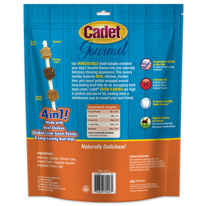 Cadet Gourmet Beef Hide Shish Kabob Dog Treats 24 Ounce